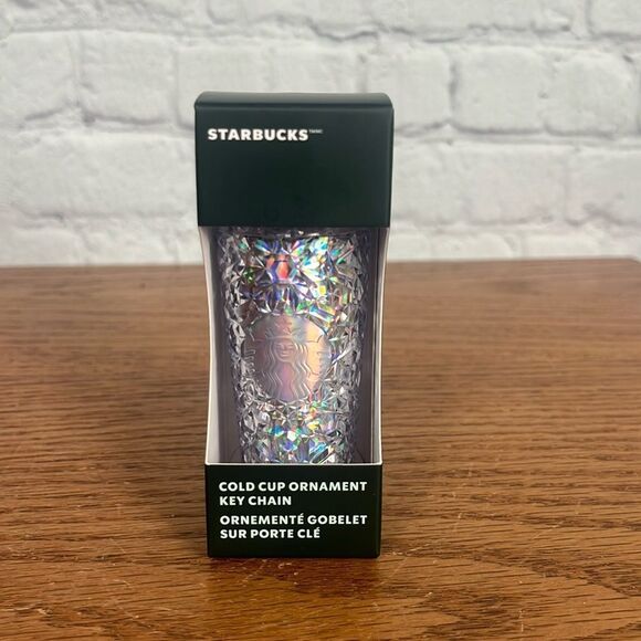 Starbucks Silver Opalescent Cold Cup Keychain Ornament - Picture 2 of 4
